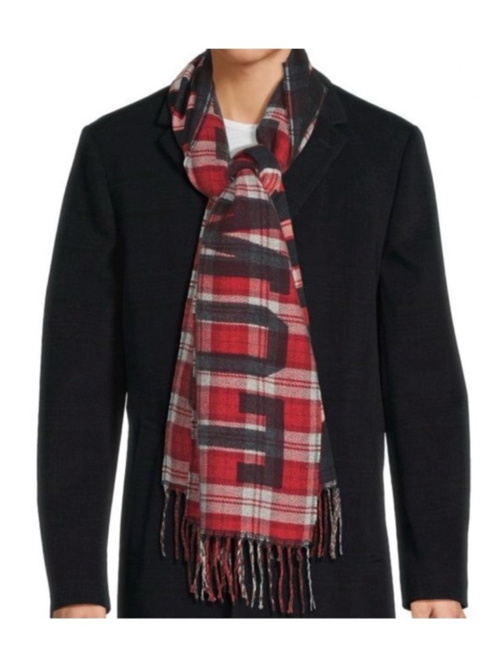 Tommy Hilfiger Men’s Logo Scarf - Red and Black Winter Knit - NWT